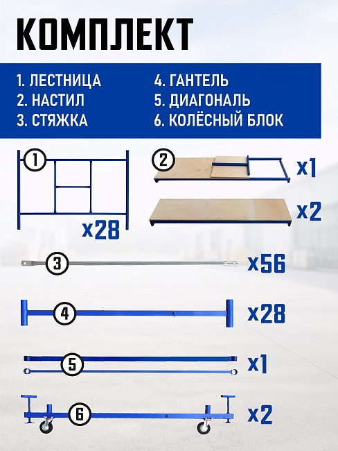 Вышка-тура Промышленник ВСП Пром 1.6×2.0, 17.2 м фото 4