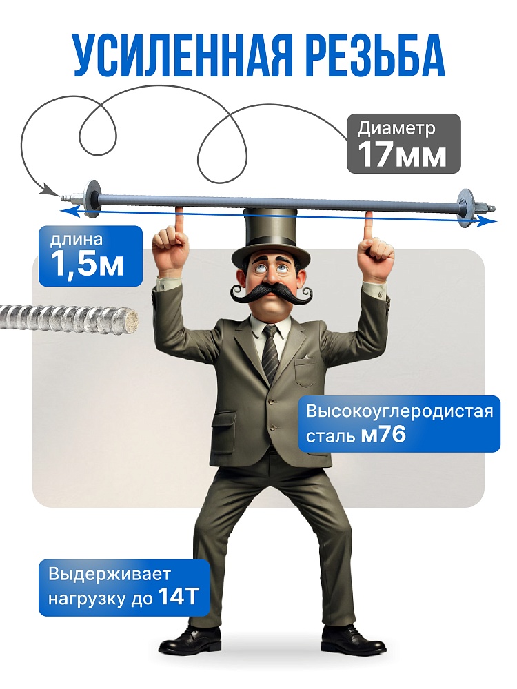 Винт стяжной для опалубки Промышленник холоднокатаный 1,5 м фото 3