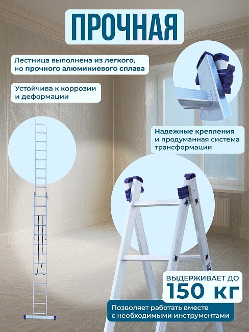 Лестница двухсекционная Alumet Ал 5212 фото 3