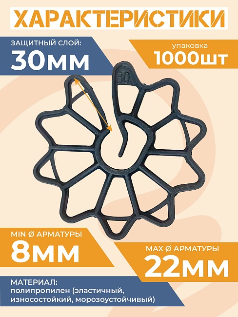 Фиксатор арматуры Промышленник  звездочка 30 упаковка 1000 шт. фото 2