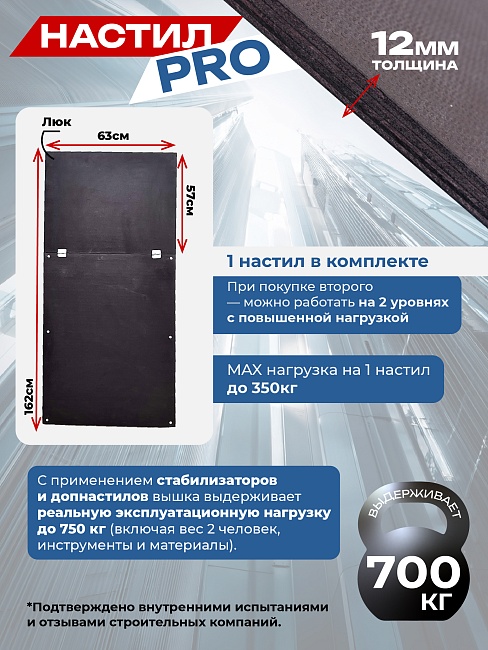 Вышка-тура Пром Ультра 700 усиленная 0.7х1.6 м, высота 4.0 м фото 8
