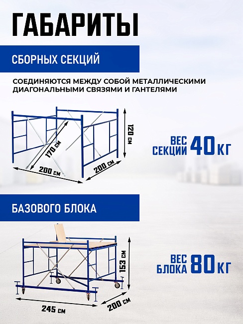 Вышка-тура Промышленник ВСП ПРОМ 2.0х2.0, 2.8 м фото 3